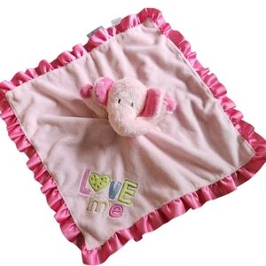 Carters Satin Pink Elephant Love Me Security Lovey Blanket Baby 2009